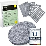 STARKL® Filzgleiter selbstklebend 151 Stück (Grau) I 4mm Dicke Filzgleiter für Stühle I Möbelgleiter Filz selbstklebend I Möbelgleiter aus hochwertigem Nadelfilz I Stuhlgleiter I Klebefilz