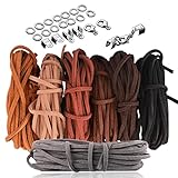 7 Farben 5M x 3mm Lederschnur Lederband, Faux Wildlederband Veloursleder Band Faden für DIY Armband Ketten Basteln Traumfänger, mit 100pcs Schnureden und 20pcs Verschluss