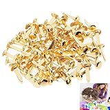 100 Stück Musterbeutelklammern, Musterklammern, Rundkopfklammern, Metall Rundkopfklammern, Verschlussklammern, Für Schule Büro Papier Briefklammern Basteln Handwerk DIY (Gold)