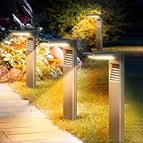 Boadw LED Solarlampen für Außen Solarleuchten mit 2 Modi Hell, Warmweiß Solar Wegbeleuchtung IP64 Wasserdicht für Außen, Hinterhöfe, Gärten, Rasen Beleuchtung 4 Stück