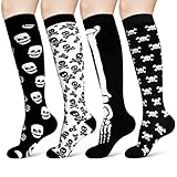 ACWOO 4 Paar Kompressionsstrümpfe für Damen Herren, Bunte Stützstrümpfe Kompressionssocken, Damen Socken für Sport, Flug, Laufen, Reisen, Radsport(S/M)