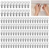 Vorhang Clips, 120 Stück Gardinenhaken für Schienen, Gardinenhaken Zum Klemmen, Gardinenröllchen Mit Kunststoff Klammern, Metall Gardinengleiter, Für Gardinenschiene, Duschvorhänge, Türvorhänge
