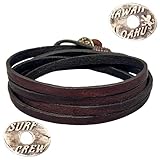 LOCAL LEAGUE Leder-Wickelarmband 'SURF CREW HAWAII' für Herren & Damen - aus echtem Leder, verstellbar bis 95 cm, handgemacht in Europa (Braun)
