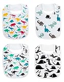 Maiwamita Große Dinosaurier Baumwolle Baby Lätzchen für Mädchen Jungen sabbern Füttern Essen für 4 Pack