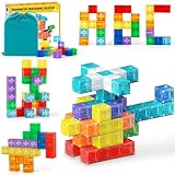 TENYEAH 56 PCS magnetische Blöcke, transparente Magnet-Bausteine für Kleinkinder, Vorschule pädagogische Baukasten, sensorische Montessori Autismus Spielzeug