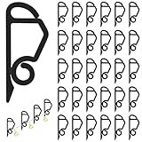 Flintronic 60x Dachrinnenhaken für Lichterketten, Dachrinnenhaken an Weihnachten, Lichterketten & Lichtvorhang Haken, Lichterkettenhalterung für innen & außen, für Weihnachtsaußenbeleuchtung(Schwarz)