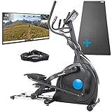 Skandika Crosstrainer CardioCross Carbon Champ Ellipsentrainer mit 24,5kg Schwungmasse, Magnetbremssystem | Multifunktionscomputer, Bluetooth, Kinomap inkl. Bodenschutzmatte | bis 150kg
