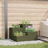 Fangmaliuyun Hochbeet Olivgrün 80x80x60 cm Metall Raised Garden für Balkon, Garten & Terrasse, UV-beständig, offener Boden, modernes Design, leichte Montage für Kräuter Blumen Gemüse