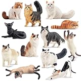 EYSCOTA 12 realistische Katzenfiguren, Kunststoff-Katzenfigur, Katzen-Kuchenaufsatz, Kätzchen-Spielzeug, Weihnachten, Geburtstagsgeschenk, für Kinder und Kinder