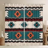 Aztec Dreapes Southwestern Boho Fenstervorhänge Boho exotische Verdunkelungsvorhänge (30%-50%) für Kinder, ethnische Azteken-Raumdekoration, böhmische Fensterbehandlungen, B 52 x L 90