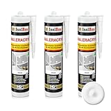 Isolbau Maleracryl 3 x 300 ml Weiß - Plastoelastischer Acryl-Dichtstoff zum Abdichten von Fugen im Innen- & Außenbereich - Kartusche