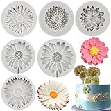 MYPRACS 6 Stück Chrysanthemen Blumen Silikonform Blumen Fondant Kuchen Backformen Schokoladen Süßigkeitsform für Kuchendekoration Cupcake Topper Gummipaste Polymer Ton