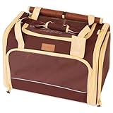 PETPROVED Transportbox Katze Hund Hundetasche für Kleine Hunde Katzentransportbox Katzen Transportboxen Hundetragetasche Tragetasche Hund Katzentasche Katzenbox Katzenkorb Transport (L Braun)