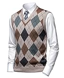 Herothorn Herren Diamant West Dick Strickweste Business Ärmellose Pullunder Wollweste Argyle Lässig V-Ausschnitt Pulloverwestee Gestrickt Pullover für Männer