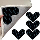 4 Stück Rutschmatte für Teppich, Herzförmige Teppich Antirutsch, Anti Rutsch Teppichunterlage, Selbstklebende Teppichstopper, Waschbare und Wiederverwendbare, für Holzböden und Laminatböden