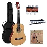 3/4 GITARRE - KONZERTGITARRE IM SET - JUGENDGITARRE - CLASSIC - NATUR-MATT - TASCHE - KAPODASTER - SAITEN - STIMMPFEIFFE - MI