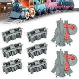 POFIBO Eisenbahn Schienen Set - 32 Stück Bausteine Zug Schienen Set, Eisenbahn Erweiterung, Spielzeug Eisenbahnschienen, Zugschienen Eisenbahn Zubehör City Zug Schienen Set für Kinder Jungen Mädchen