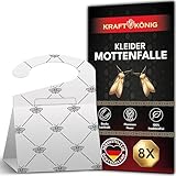 KRAFTKÖNIG Mottenschutz für Kleiderschrank 8 Stück - Premium Mottenfalle Kleidermotten mit Langzeitwirkung - Auch für Kleiderstangen geeignet - geruchlose Kleidermottenfalle - Made in Germany