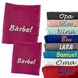 Schnoschi Handtuch 2er Set pink 30 x 50 cm Gästehandtuch und 50 x 100 Duschhandtuch personalisiert mit Namen, Motiv, Initialen oder Wunschtext Bestickt, 100% Baumwolle, 450 g/m²