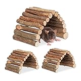 Relaxdays Nagerbrücke Holz, 3er Set, 10 x 22 cm, biegbar, Käfig Zubehör Hamster &, Mäuse, Flexible Hamsterbrücke, Natur