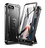 Dexnor Kompatibel mit iPhone 7 Plus/8 Plus Hülle, [Eingebauter Displayschutz und Kickstand] Heavy Duty Military Grade Schutz Stoßfeste Schutzhülle Kompatibel mit Apple iPhone 7 Plus/8 Plus - Schwarz