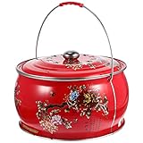 Luxshiny BBQ Eimer Tischgrill Grilleimer Grill Feuerkorb Desktop Grill Campinggrill Picknickgrill Grillkübel Mini Grill mit Grillrost Tragegriff für Garten Terrasse Camping Picknick Party Rot