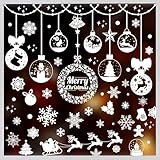 Joykindom Fensterbilder Weihnachten, Weiß Weihnachts Deko Schneeflocken Fensterbilder Winter, Fenstersticker Weihnachten Weihnachts Fensterdeko Wiederverwendbar Christmas Window Stickers Innen