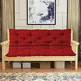 Dicke, rote Veranda-Schaukelbankkissen mit Rückenlehne, 2-/3-Sitzer, Ersatzpolster für Terrassen-Gartenmöbel, 150 x 100 x 8 cm, bequeme Liegesitzkissen