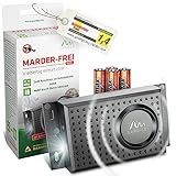 Gardigo® Marderschreck - Marder-Frei Dual mit Batterien | Mobile Marderabwehr für KFZ, Haus, Dachboden, Garage | Schall und Blitzlicht | Anschluss an 12V Autobatterie oder Batteriebetrieb möglich