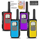 AWANFI Walkie Talkie 4er Set, Walkie Talkie Aufladbar für Erwachsene Kinder, 16 Kanäle Funkgeräte Set mit 1200mAh Li-ion Akku VOX, Walki Talki für Camping Wandern Geschenk