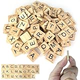 Nutabevr 130 Stücke A bis Z Holz Buchstaben, Alphabet Fliesen Buchstaben Spiel, Puzzle Handwerk mit Zahlenwerten, zum Spielen,für DIY,Kindererziehung,Kinderspielzeug