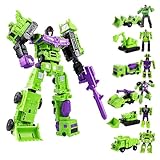 6 in 1 Bauwagen Roboter Spielzeug Verwandeln Fahrzeuge Kombinieren Sie sich in riesigen Mech Devastator Engineering Truck Roboter Combiner 22,1 cm Actionfiguren STEM Building Playset Bagger Dump