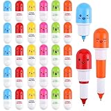 JSMTKJ 30 Stücke Mini Kapsel Stifte Pillen, Kugelschreiber Teleskopisch Kapsel Stifte, Mini Versenkbare Pille Kugelschreiber für Schule, Bürobedarf, Geschenk, Schreibwaren