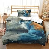 VFKLZCNYR 3D, bedruckt, der Dschungelfuchs, Bettwäsche, Mikrofaser, super weich und atmungsaktiv, 3-teilig, mit Kissenbezügen für Einzelbett (135 x 200 cm)