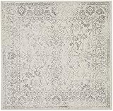 Safavieh Distressed Teppich für Wohnzimmer, Esszimmer, Schlafzimmer - Adirondack Collection, Kurzer Flor, Elfenbein und Silber, 120 X 120 cm