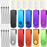 USB Sticks 8GB USB 3.0 Speicherstick 10 Stück Uflatek 8 GB Memory Stick Bunt Flash Drive Rotate USB-Flash-Laufwerk Metall Thumb Drive Externer Datenstick mit Lanyard