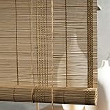 Bambus-Rollos im Retro-Stil, Lichtfilterung, gewebt, für Küche, Garten und Teezimmer, natürlich, römische Vorhänge (100 x 200 cm)