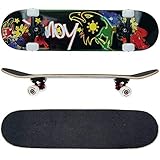 FunTomia Skateboard mit ABEC-9 Kugellager Rollenhärte 100A und 100% 7-lagigem kanadisches Ahornholz (Adler schwarz)