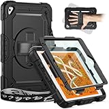 Timecity Hülle für iPad Mini 5 7,9 Zoll 2019,iPad Mini 4 2015 Schutzhülle mit Bildschirmschutz,360 Grad Drehbar Ständer - Handschlaufe - Schultergurt - Stifthalter, Kinder Outdoor- Schwarz