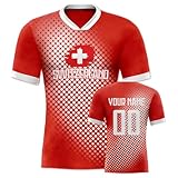 Personalisiertes Fußball Triko Personalisierte Nationalflaggen Design Namen Nummer Fan-Outfit Trainings-oder Spieltrikot Geschenkidee für Fußballfans Herren Damen Jugend S-4XL