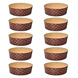 Backform für Panettone, niedrig, 750 g, Premium-Qualität (10 Stück) – Professionelle Panettone-Backförmchen aus gewelltem Papier aus reiner Zellulose, hitzebeständig bis 220 °C
