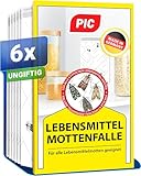 PIC Lebensmittelmotten Falle - 6 Lebensmittelmottenfallen - Mottenfalle mit Pheromon für ideale Wirkung - Mottenfalle Lebensmittel - Effektive Klebefallen zur Befallsermittlung von Lebensmittelmotten