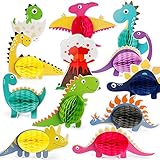 Mocoosy 12PCS Dinosaurier Party Honeycomb Ball Dekorationen, Dinosaurier Honeycomb Tiere Mittelstücke für Tischdekorationen, Dino Herzstück Tischaufsatz für Kinder Geburtstag Babydusche Partybedarf