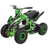 Actionbikes Motors Kinder Elektro Miniquad ATV Racer 𝟭𝟬𝟬𝟬 Watt 36 Volt - Scheibenbremsen - Safety Touch System Fußschalter (1000 Watt Schwarz/Grün)
