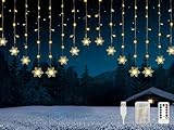 Kuataty Schneeflocken Lichtervorhang Warmweiß 2x1M Lichterkette mit Timer Lichterkettenvorhang Innen mit Batterie/USB, Weihnachtsbeleuchtung Fenster, Lichterketten Vorhang für Weihnachten Deko, Balkon