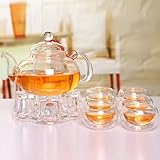 Beddingleer Elegante und nützliche Teekanne aus hitzebeständigem Klarglas mit großem Fassungsvermögen (2)
