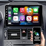 9' Android Autoradio Navi 2GB+32GB für Mercedes-Benz C-Class W204 2007-2010, Unterstützt Wireless Carplay Android Auto, DSP Bluetooth WiFi USB Lenkrad