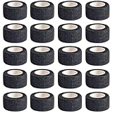 20 Rollen Selbstklebender Verband, Elastisches Verband Selbstklebend 2.5cm x 4.5m Selbsthaftende Bandage, Schwarz Elastische Binde für Gelenkfixierung, Sportschutz, Tier- und Pferdebandagen