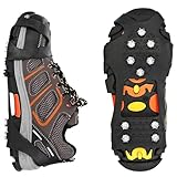DAFROH Steigeisen für Schuhe, 10 Zähne Schuhkrallen, Eiskralle zum Spielen im Schnee, Anti Rutsch Schuhkralle mit Edelstahl Spikes für Wandern, Schnee, EIS, Trekking, Eisfischen (M: EU 35-39)