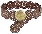 LIMHOO Breite Scheibengürtel für Damen Leder Aushöhlen Runde Gürtel Boho Western Taille Gürtel (A Braun Groß)